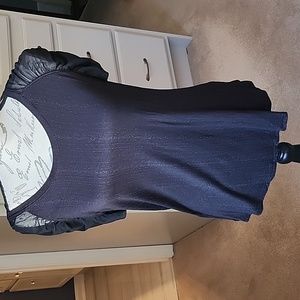 Jennifer Lopez Sheer Sleeve Black Tee